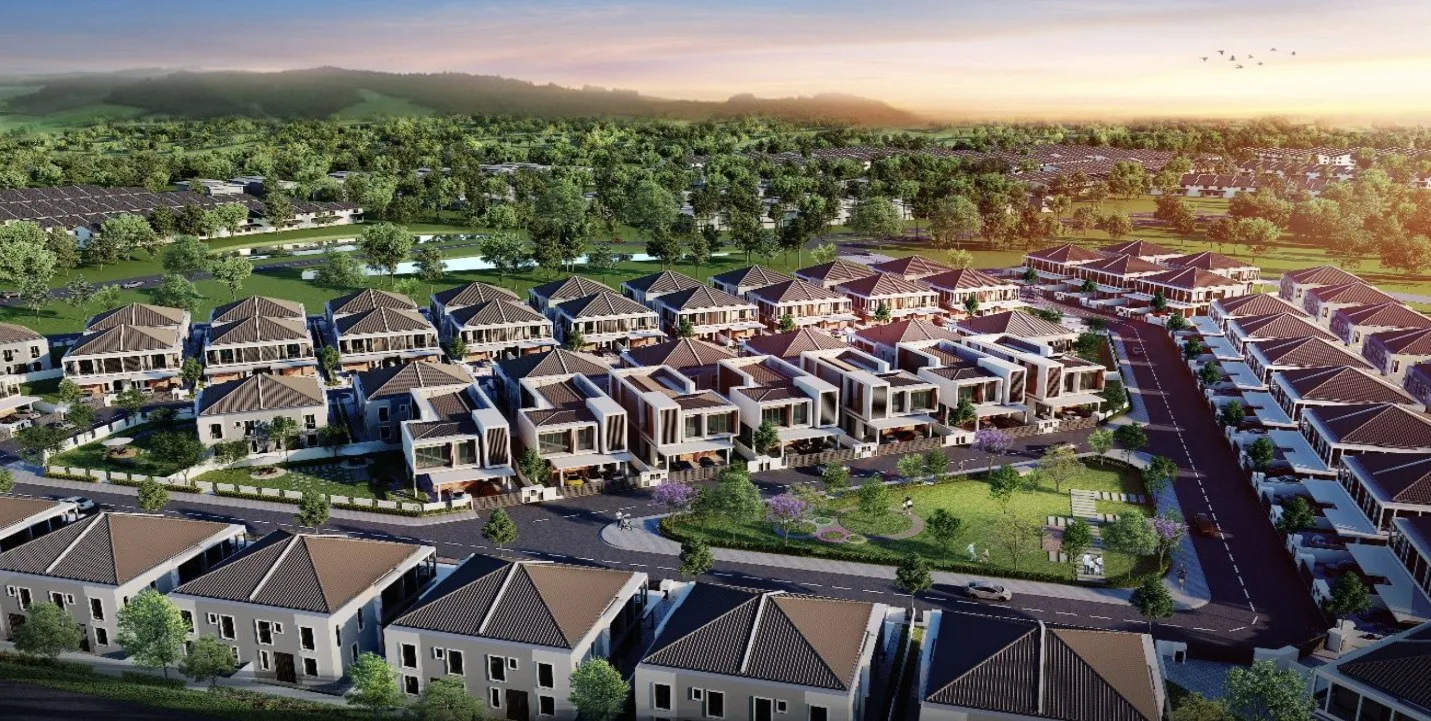 Taman Jasa Ria Garden Villa, Bukit Mertajam: aerial artist's impression of the semi-detached streets