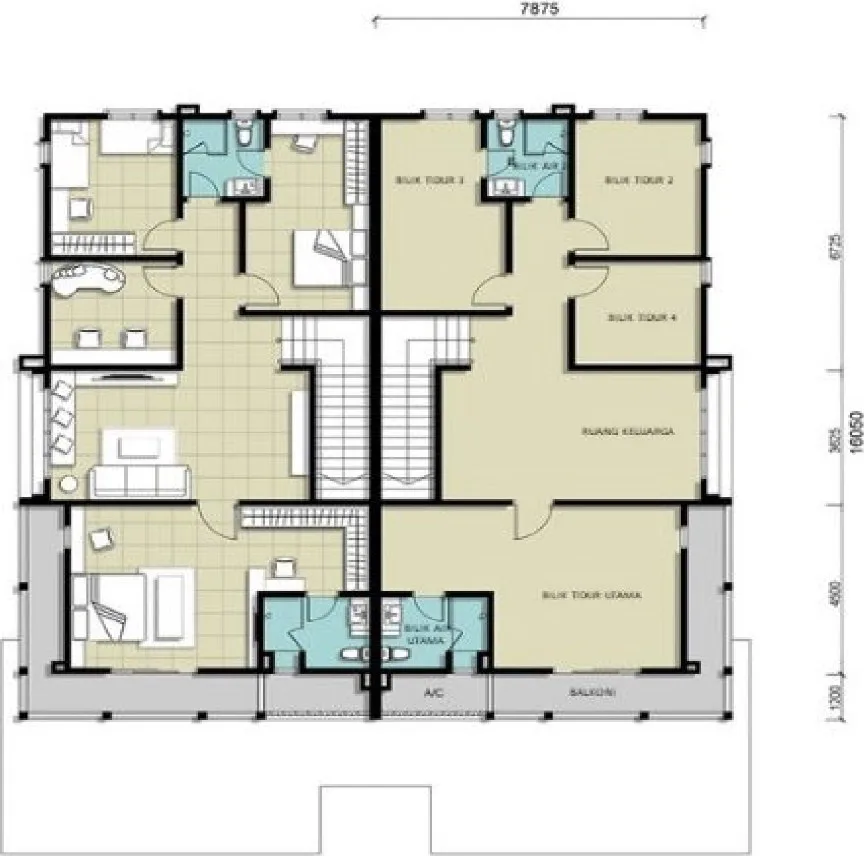 Taman Jasa Ria Garden Villa, Bukit Mertajam: 2-storey semi-D first floor plan with master bedroom