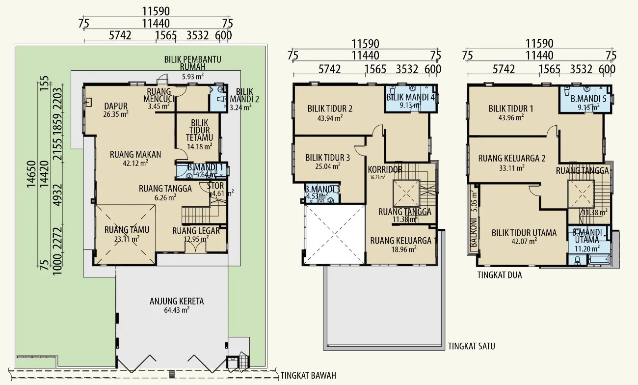 Taman Lembah Permai, Bukit Mertajam: Gembira bungalow floor plan, 6 bedrooms, about 5,383 sq ft