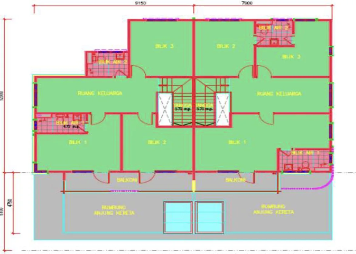 Taman Nara, Alma, Bukit Mertajam: 2-storey semi-D first floor plan