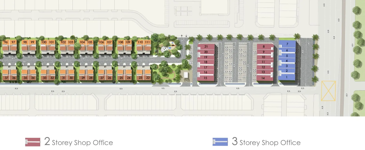 Taman Nuri Emas, Nibong Tebal: site plan, part 2 of 2, with play area and shop offices