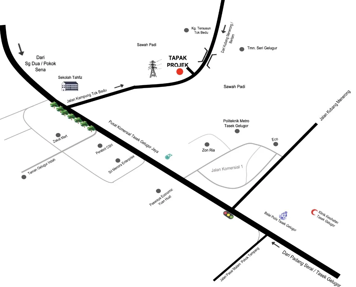 Taman Seri Bedu, Tasek Gelugor: location sketch off Jalan Kampung Tok Bedu