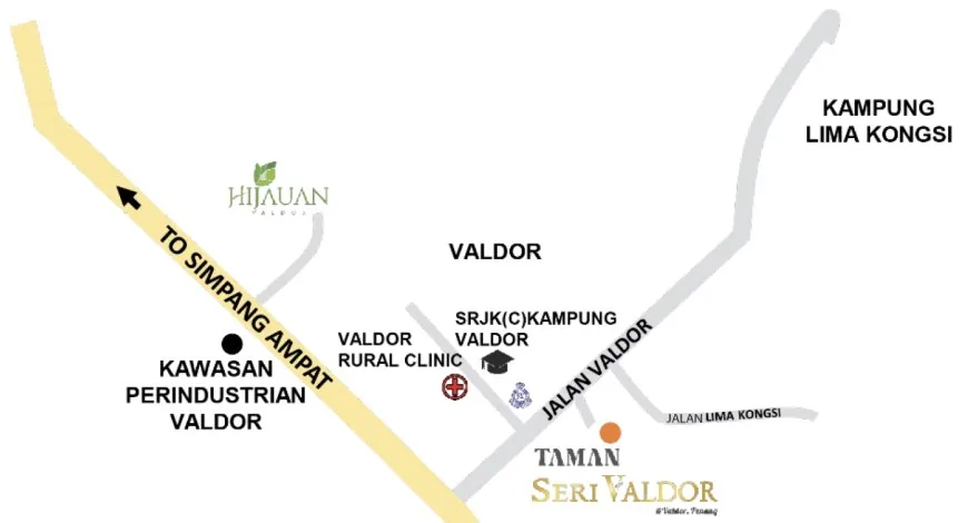 Taman Seri Valdor, Sungai Bakap: location plan with Jalan Valdor and Jalan Lima Kongsi