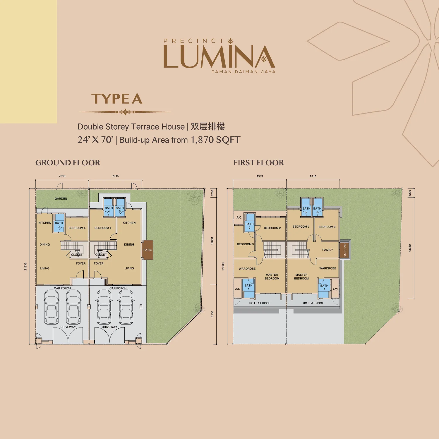 Lumina Type A floor plan, 1,870 sq ft, Taman Daiman Jaya