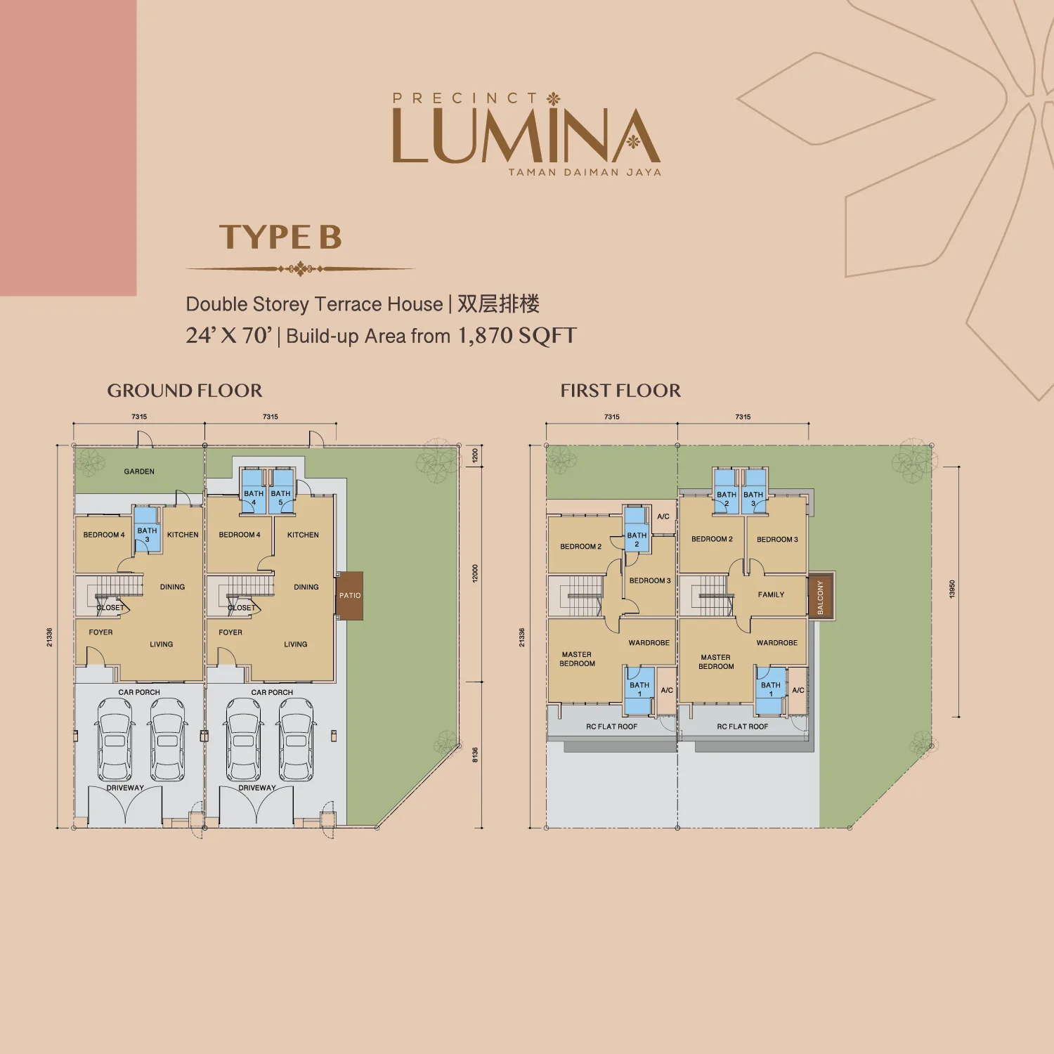 Lumina Type B floor plan, 1,870 sq ft, Taman Daiman Jaya
