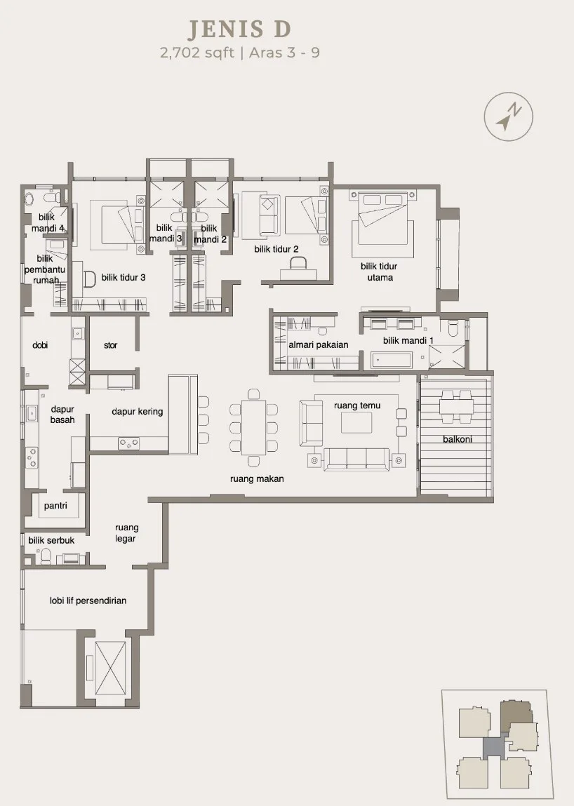 The Anton, Pulau Tikus: Type D floor plan, 2,702 sq ft