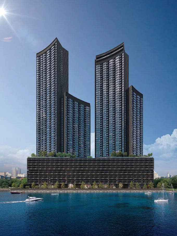 The Eclipse Johor Bahru twin towers facing the Straits of Johor at Stulang Laut