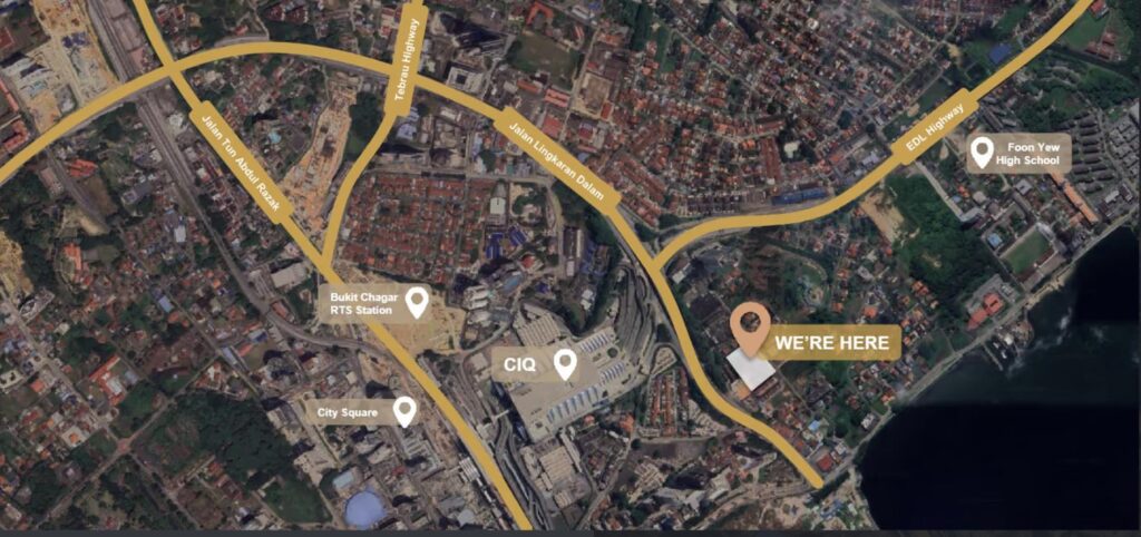 The Iconic location map next to the JB CIQ, Bukit Chagar RTS and City Square