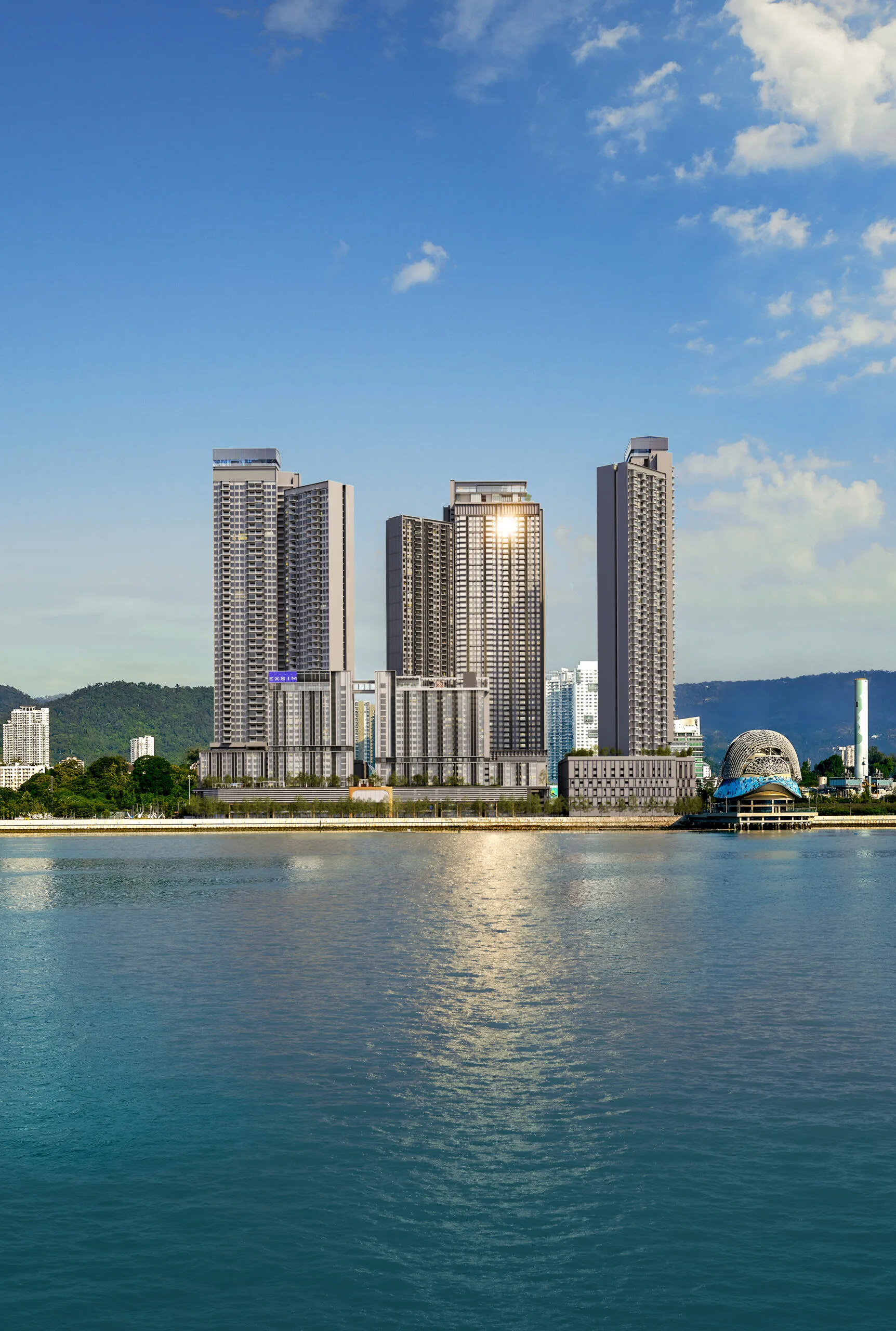 The Lighthauz, Gelugor: aerial view over the waterfront, artist's impression