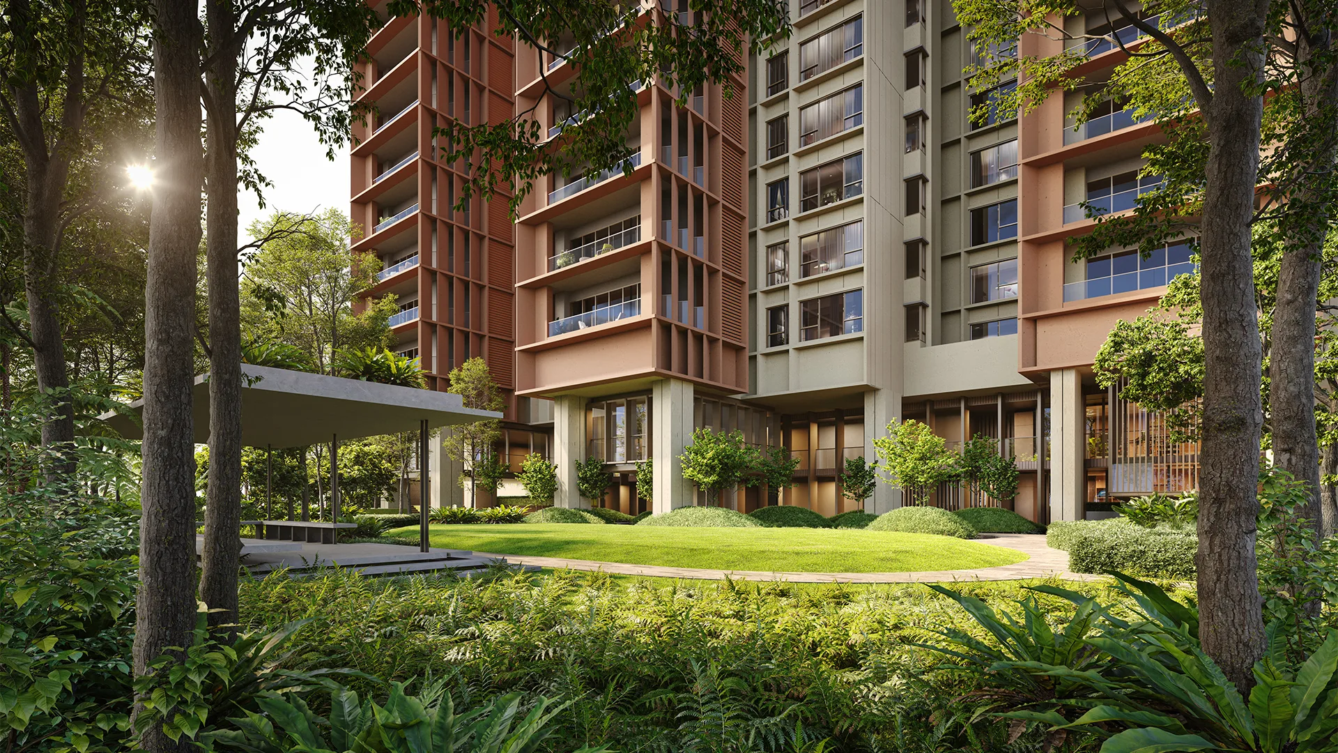 The Lume, Andaman Island, Penang: lower floors and landscaped garden, artist's impression