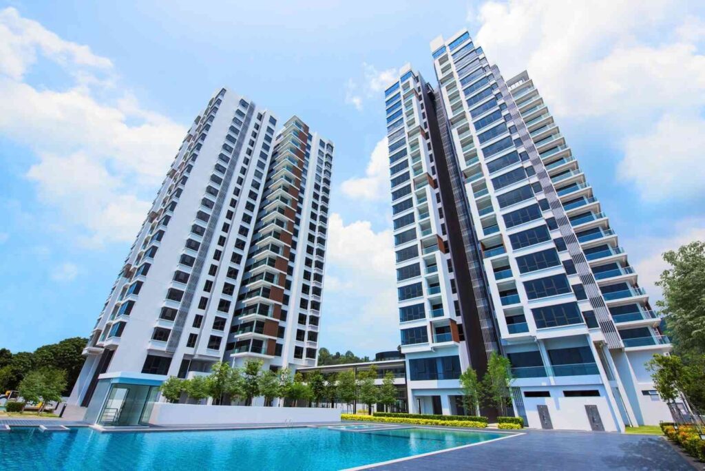 The Marin, Batu Ferringhi, Penang: the two residential towers behind the swimming pool