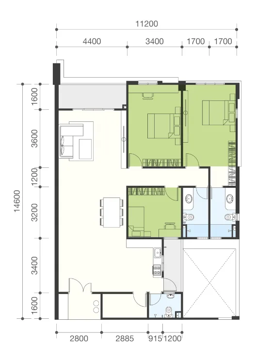 The Navens, Bukit Mertajam: Type A floor plan, 3+1 bedrooms, 1,577 sq ft