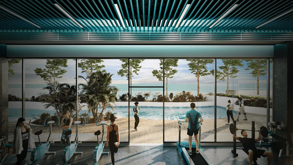The Pier, Penang World City, Bayan Lepas: gym looking out to the pool deck (artist's impression)