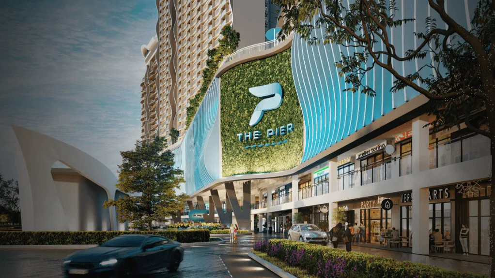 The Pier, Penang World City, Bayan Lepas: street-level shops in the podium (artist's impression)