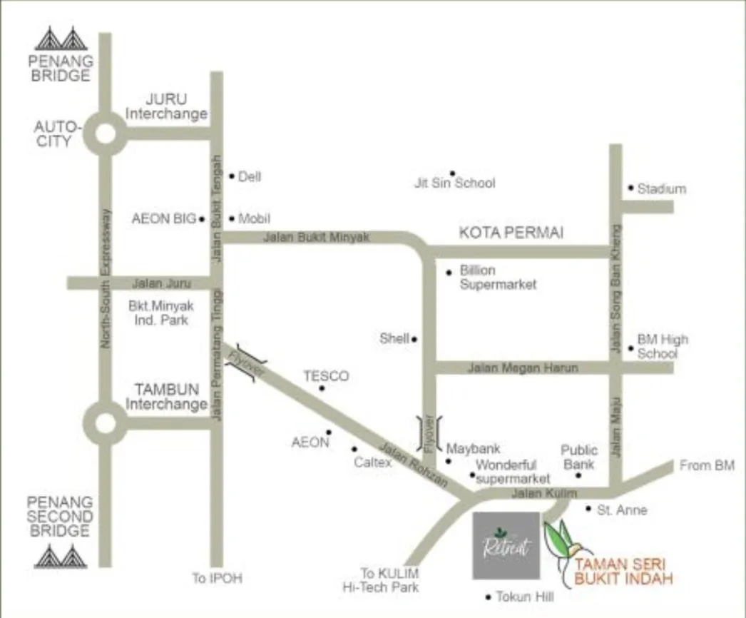 The Retreat Condominium, Bukit Mertajam: location map off Jalan Kulim, Taman Seri Bukit Indah