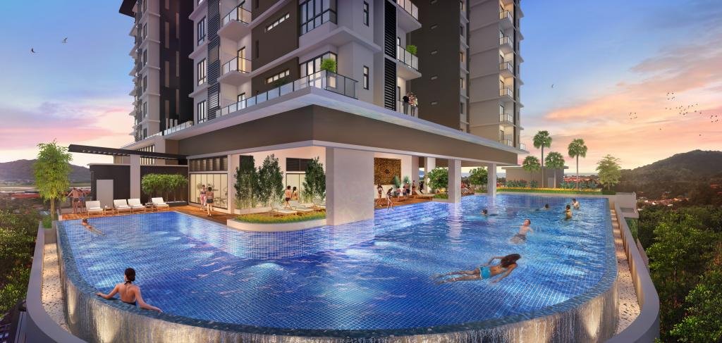 Valencia Residence, Teluk Kumbar: swimming pool deck (artist's impression)