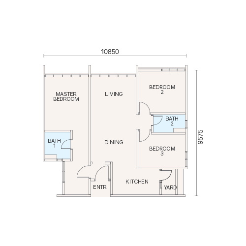 Veranda Residences Phase 2 Type C floor plan, 1,023 sq ft