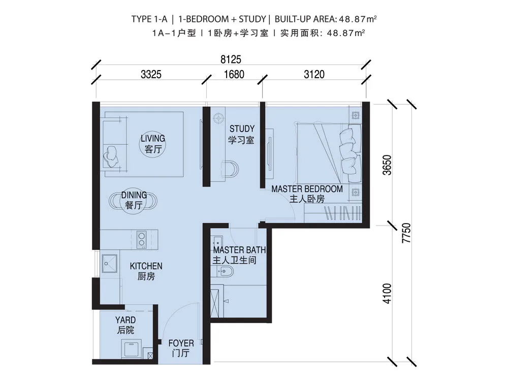 Wave Marina Cove Type 1A floor plan, 526 sq ft