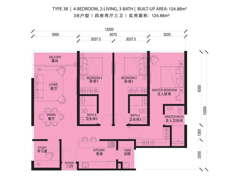 Wave Marina Cove Type 3B floor plan, 1,344 sq ft
